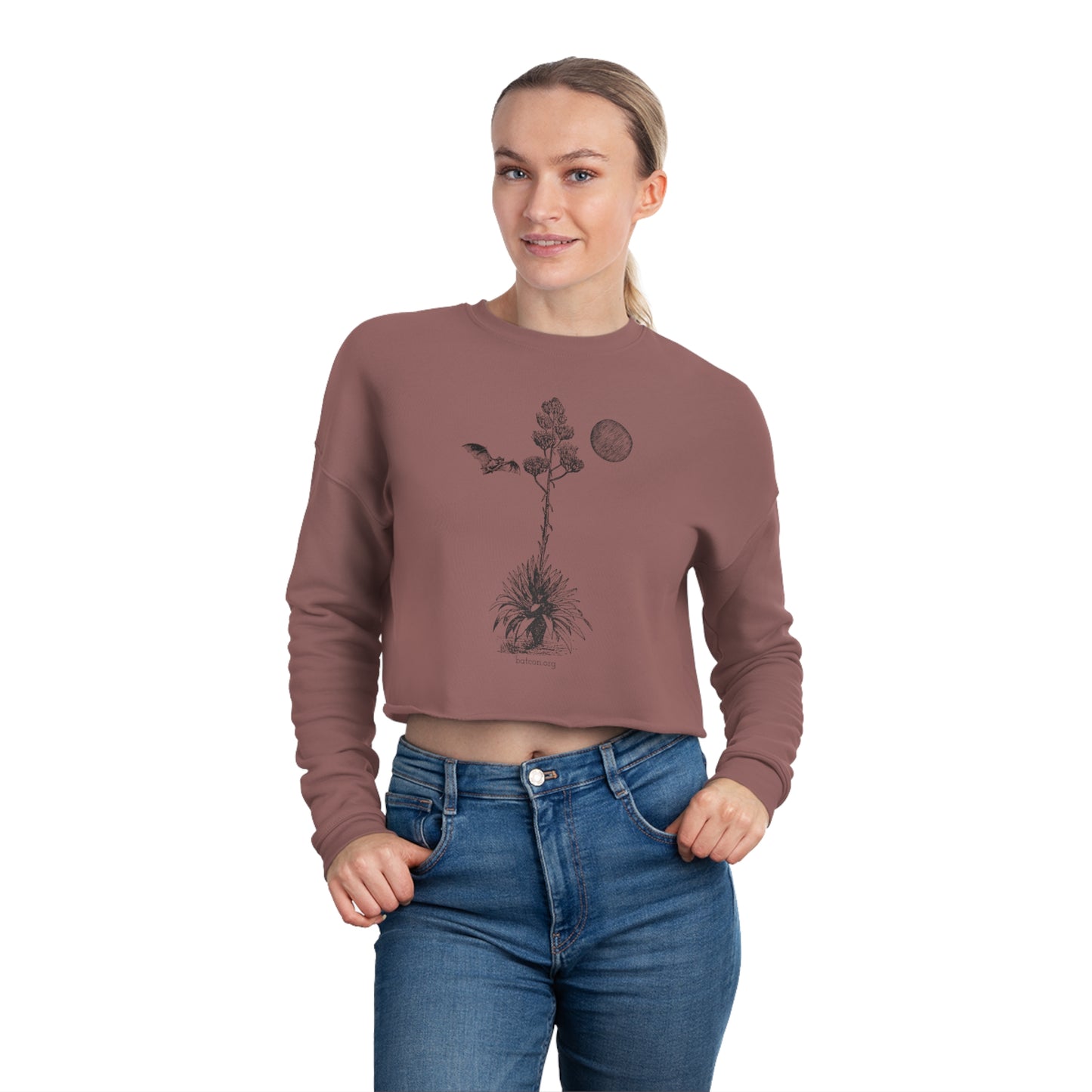 Bat & Agave Sketch - Sudadera corta para mujer