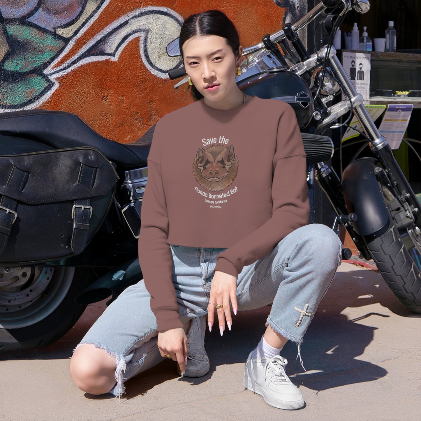 Save the Florida Bonneted Bat - Women's Cropped Sweatshirt