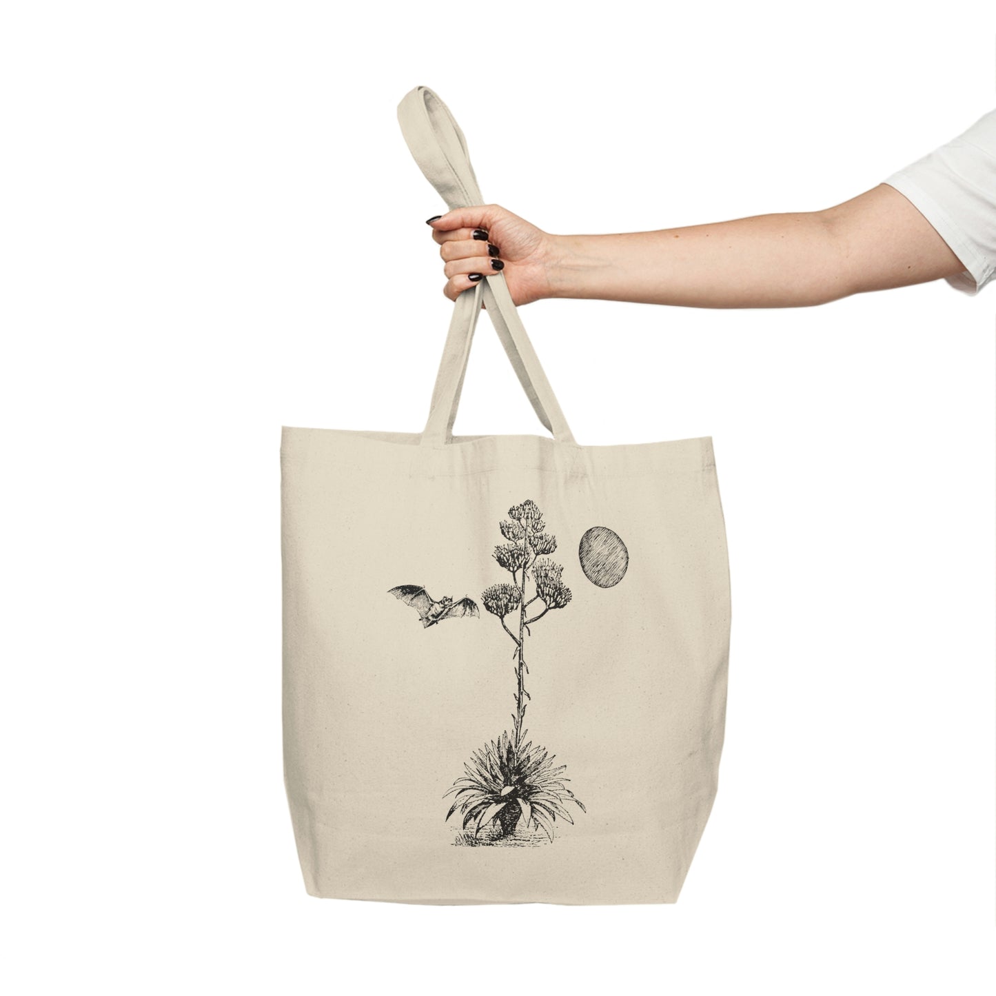 Bosquejo de murciélago y agave - Bolso de compras de lona
