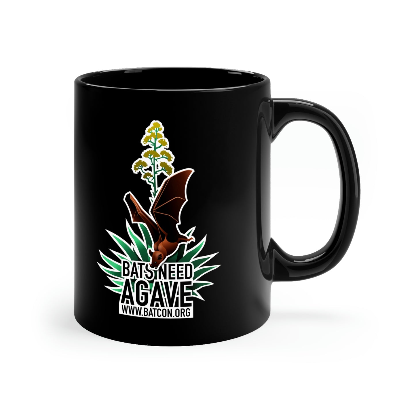 Bats Need Agave, Los Murciélagos Necesitan Agave - Taza negra de 11 oz