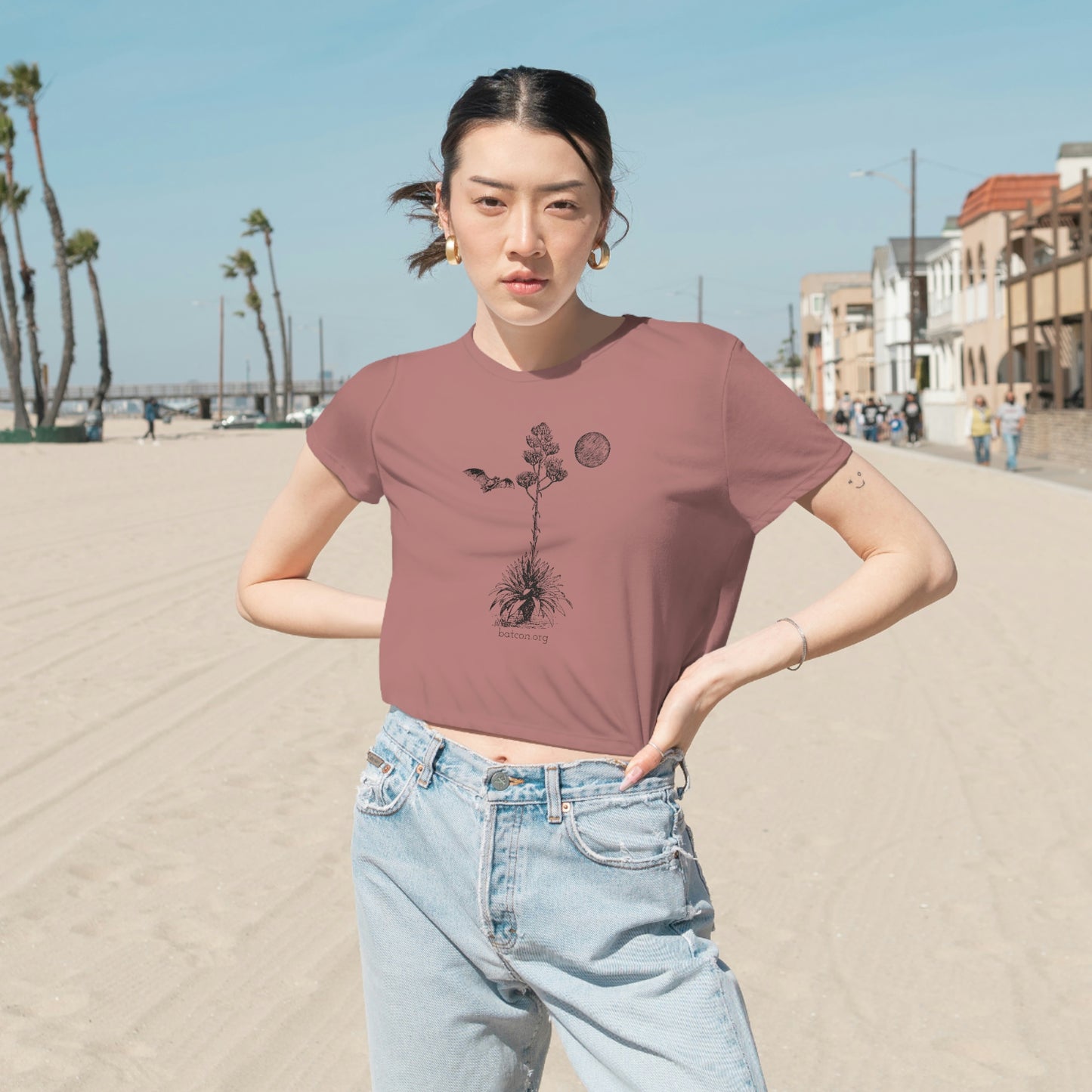 Bats & Agave Sketch - Camiseta corta para mujer