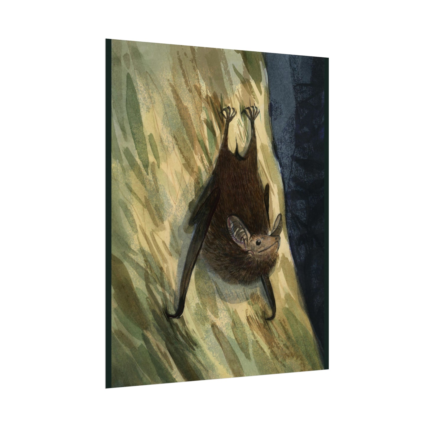 Save their Forest, Roosting Bat - Textured Watercolor Matte Poster