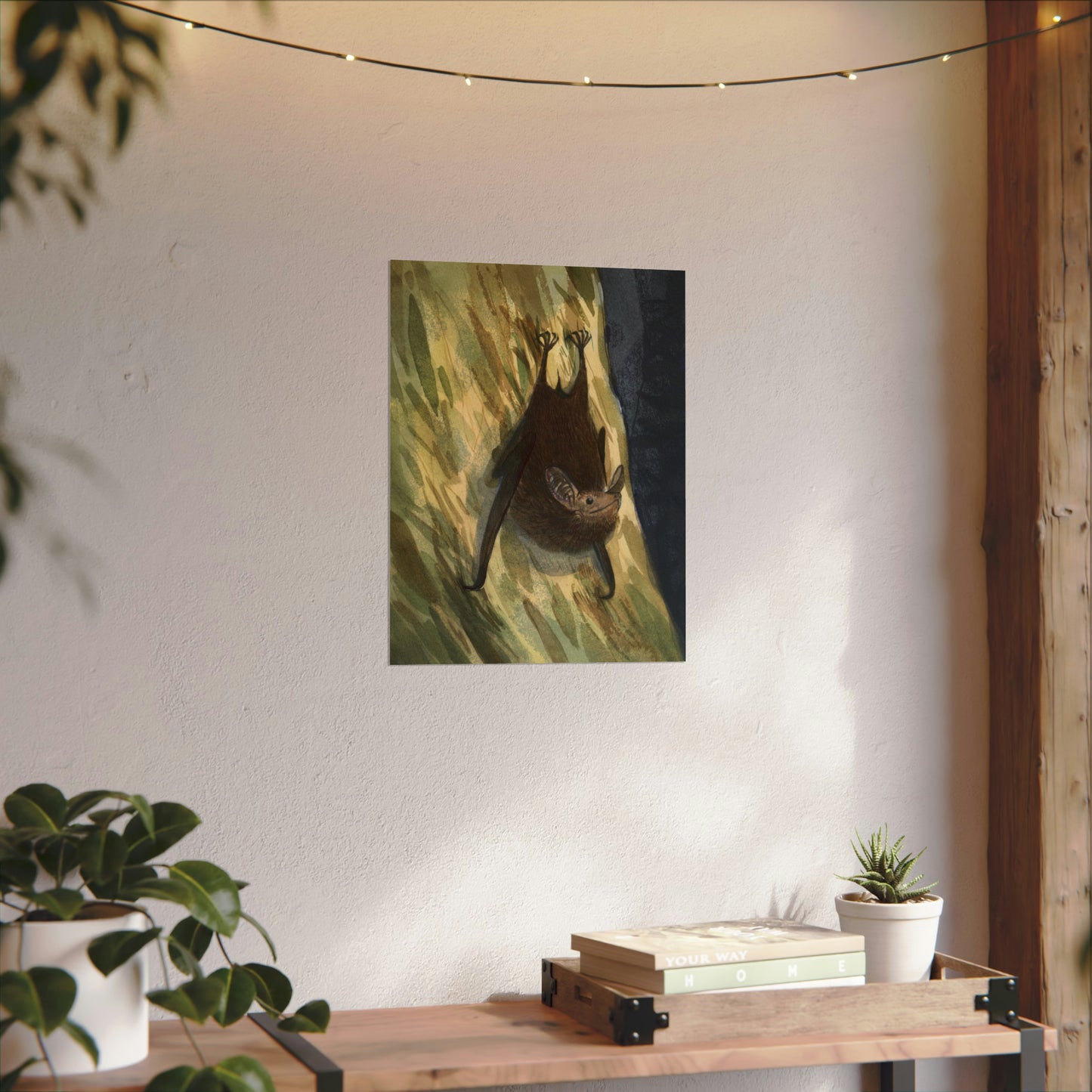 Save their Forest, Roosting Bat - Textured Watercolor Matte Poster