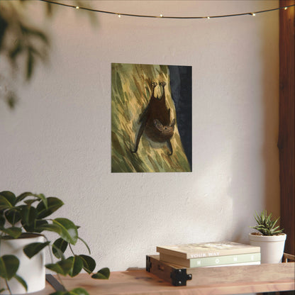 Save their Forest, Roosting Bat - Textured Watercolor Matte Poster