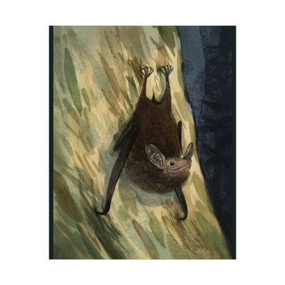 Save their Forest, Roosting Bat - Textured Watercolor Matte Poster