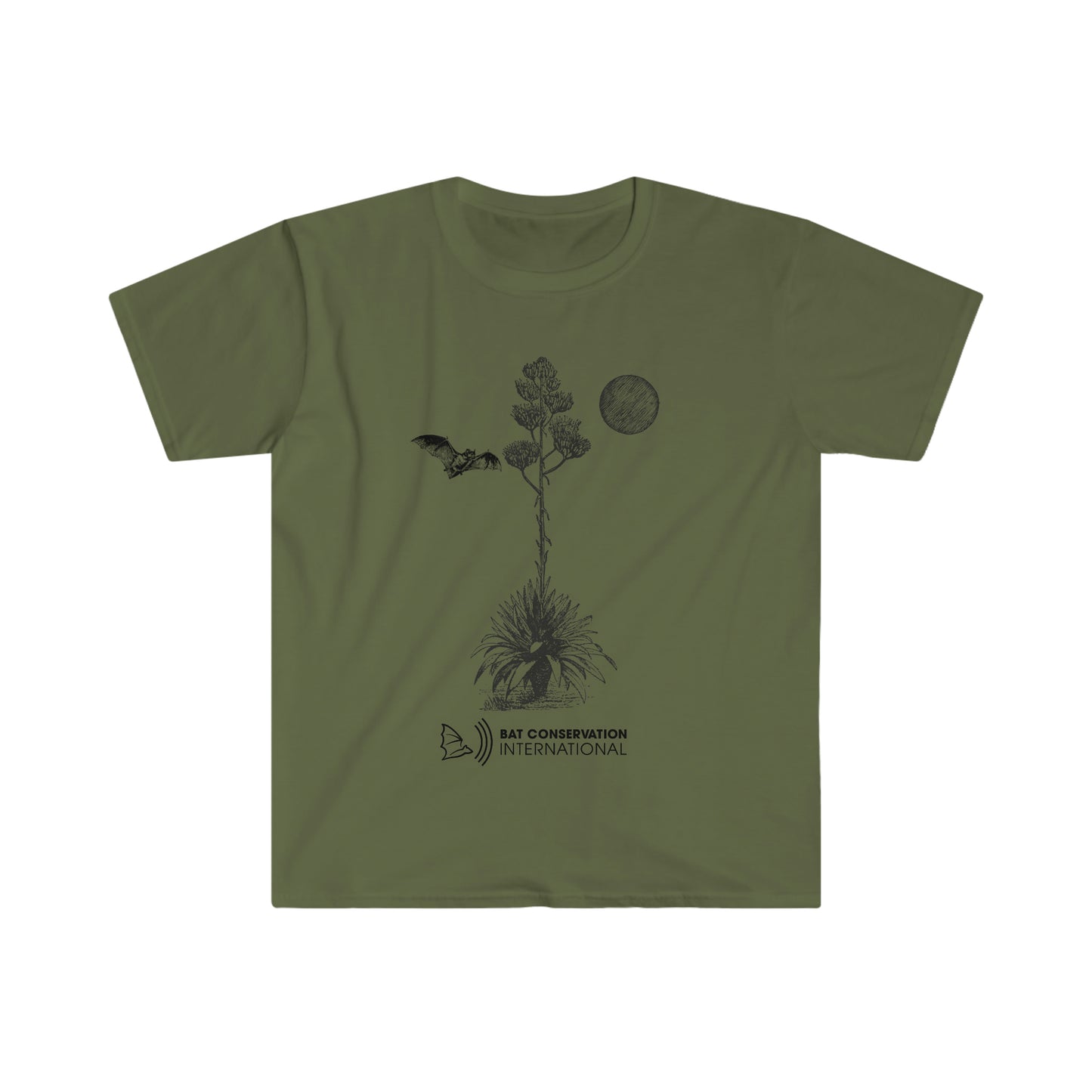 Bat & Agave Sketch - Unisex Softstyle T-Shirt