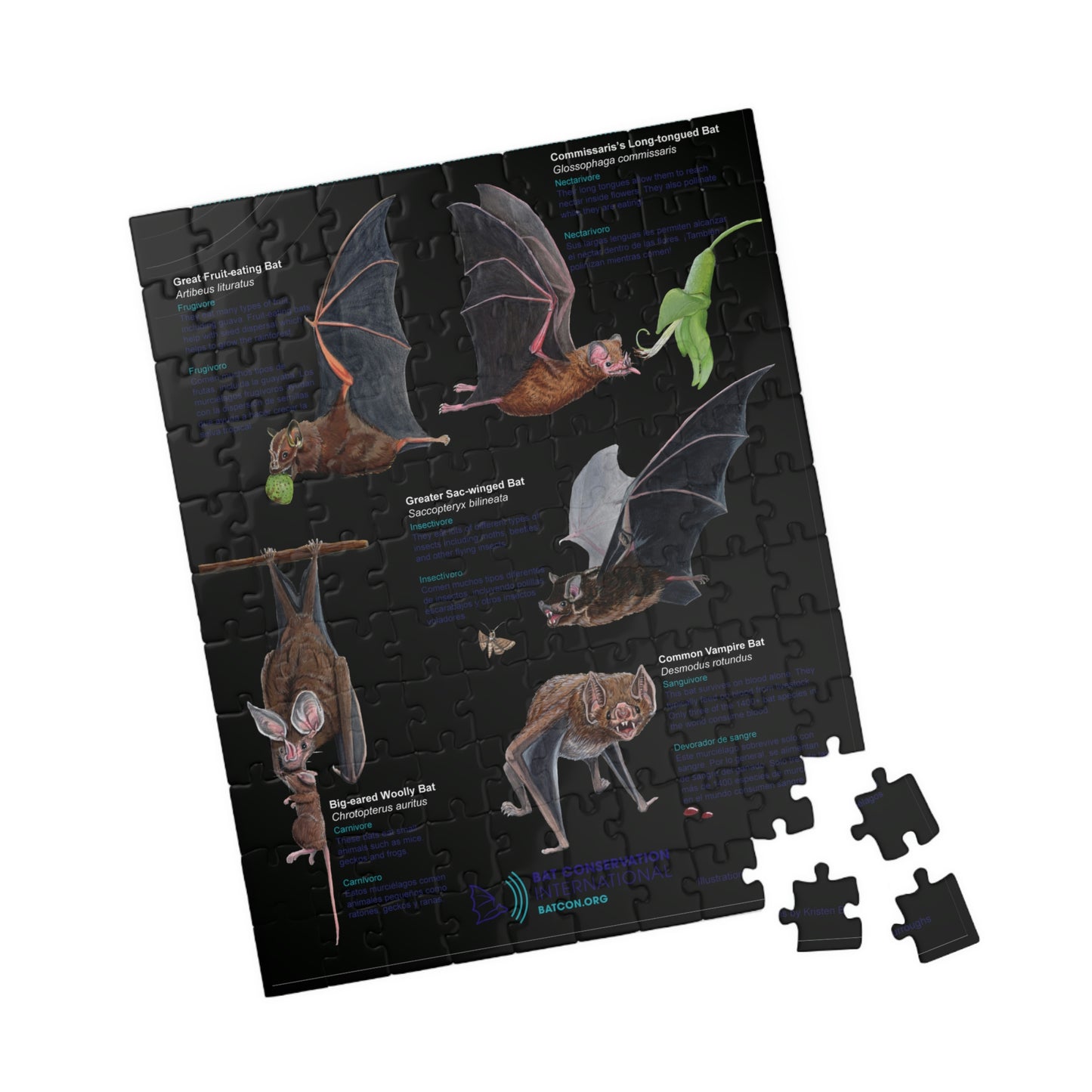 Diverse Diets of Neotropical Bats Puzzle (110, 252, 500, 1014-piece)