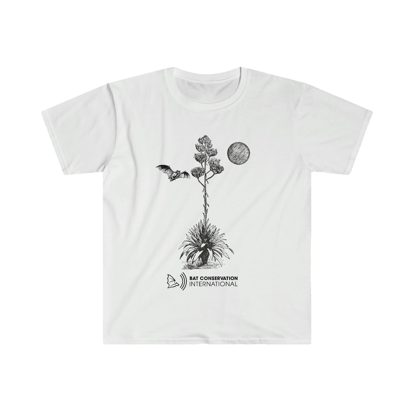 Bat & Agave Sketch - Unisex Softstyle T-Shirt
